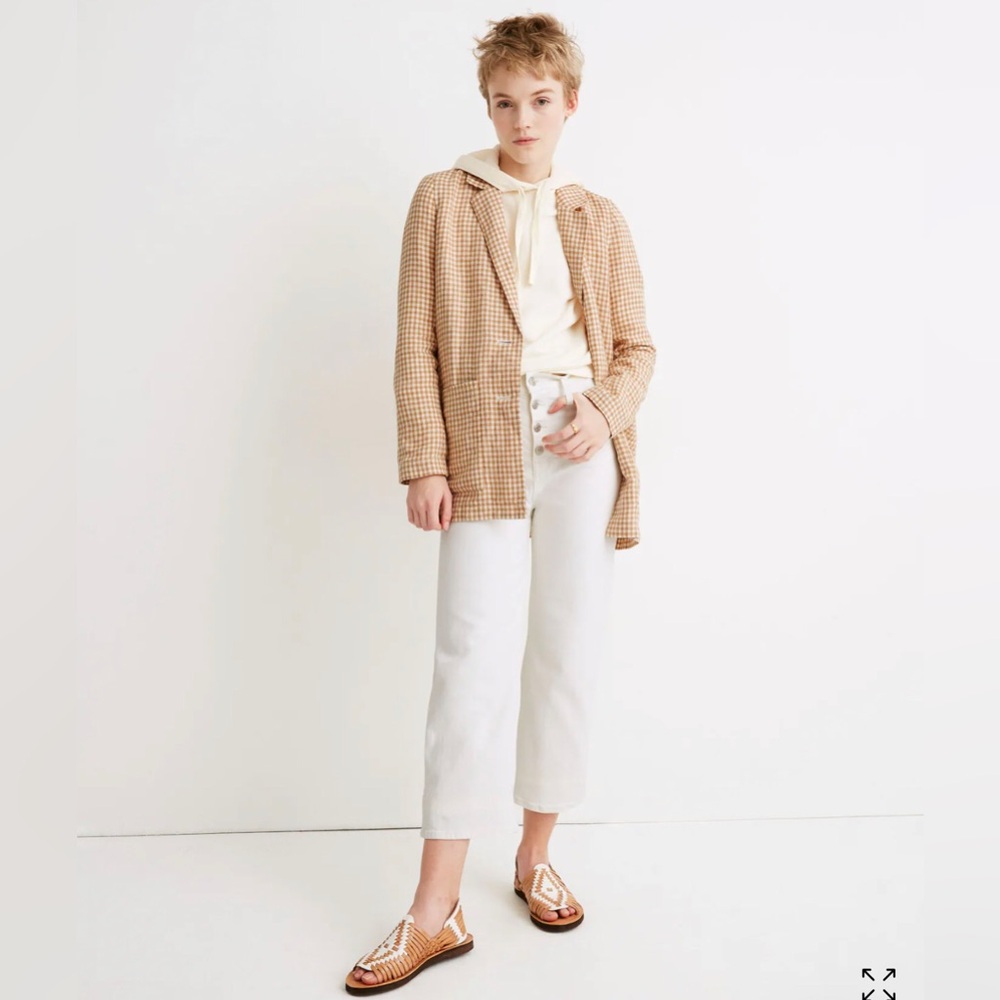 Madewell Linen Dorset Blazer in Gingham Check